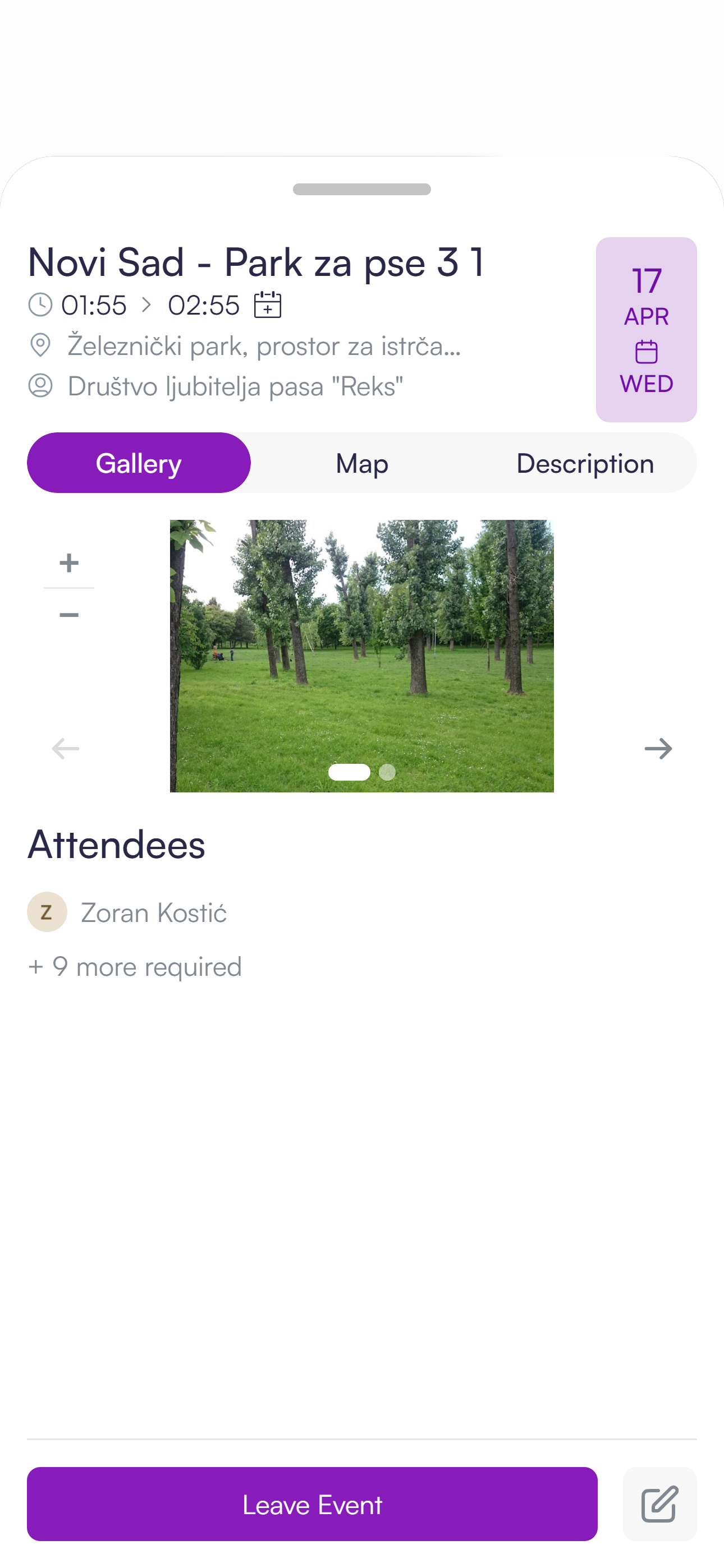 Voluntarius mobile app interface - volunteer list view